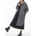 Fashion Black side open Peter Pan Collar Print Fine Cotton Filled coats Winter