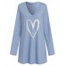 Casual Loose Love Printed V Neck Long Sleeves T  shirts For Women